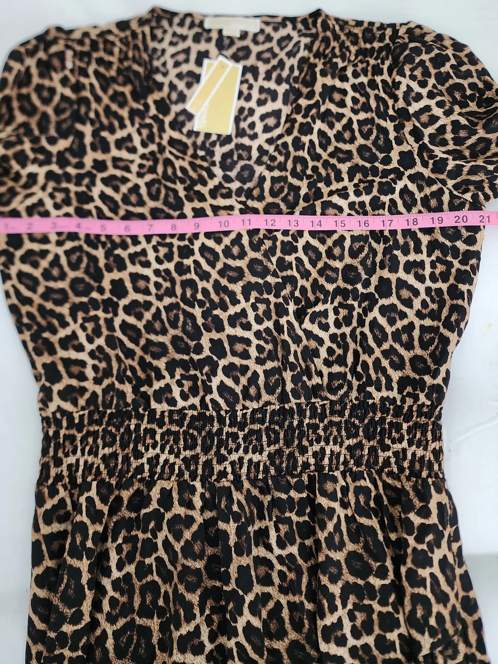 Michael Kors Brown Leopard Print Long Sleeve Ruffle Dress